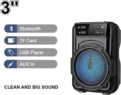 مكبر صوت بلوتوث بمنفذ USB وبطاقة SD، عالي الأداء،...