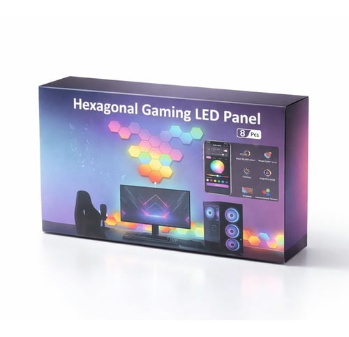 خلية ضوئية Hexagonal Gaming LED Panel – عدد 8 قطع