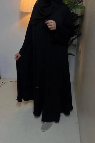 Black women's abaya plain double cloak with luxurious fabric