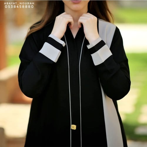 عباية حرير اسود موديل ناعم -404 -