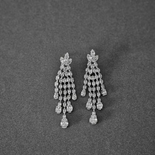 طقم زركون فضي