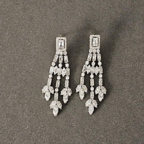 طقم زركون فضي