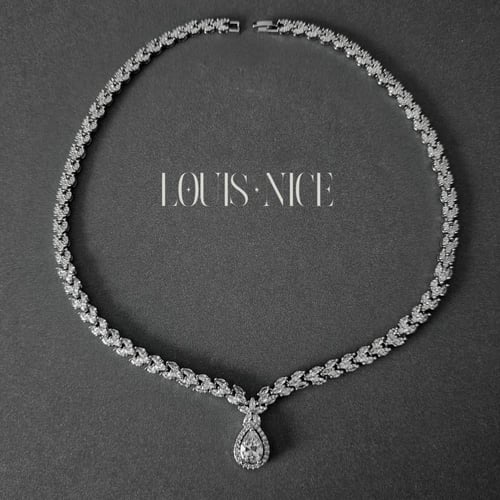 طقم زركون فضي