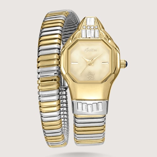 ساعة ايلارا باللون الفضي والذهبي