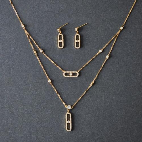 سلسال زركون ذهبي مع الحلق