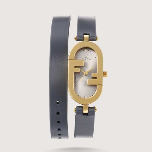 ساعة نسائية راقية بجلد ملتف