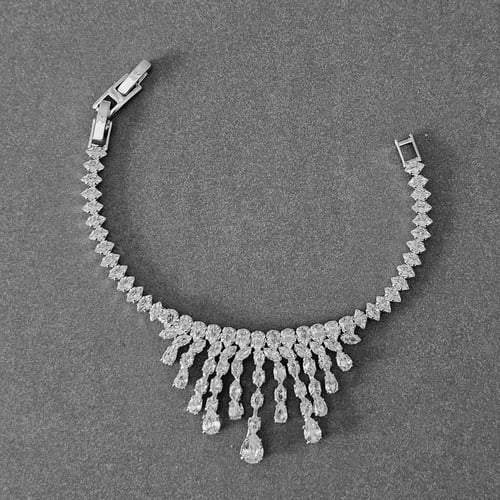 طقم زركون فضي