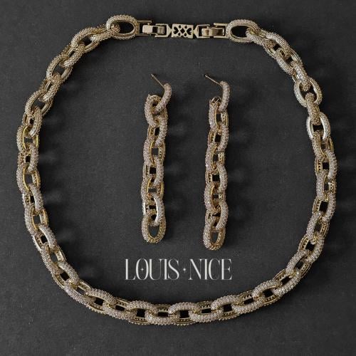 طقم سلسال زركون فاخر مع الحلق