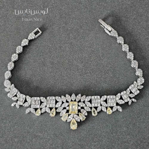 طقم زركون باللون الفضي والاصفر