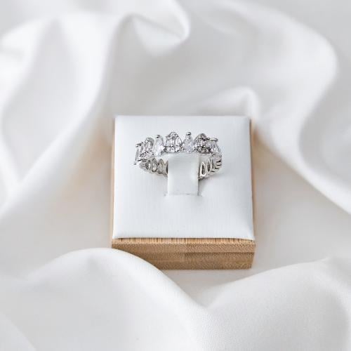 خاتم زركون فضي