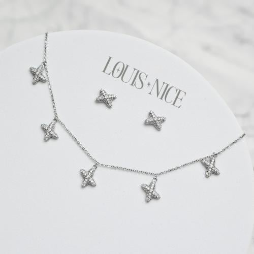 شوكر زركون فضي مع الحلق