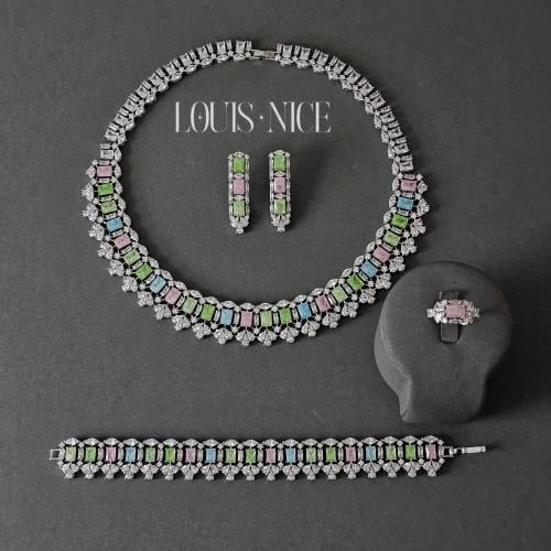 طقم زركون مكس الوان بدقة الألماس