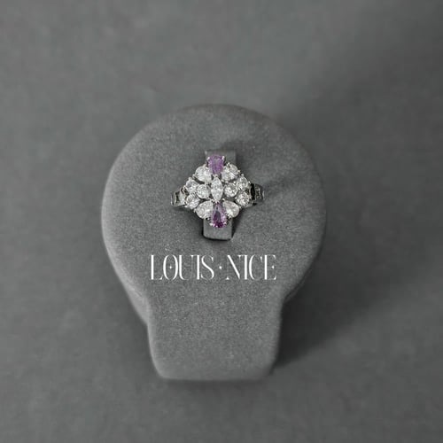 طقم زركون باللون الفضي والبنفسجي