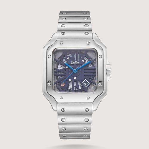 ساعة رجالية ستيل بمينا هندسي