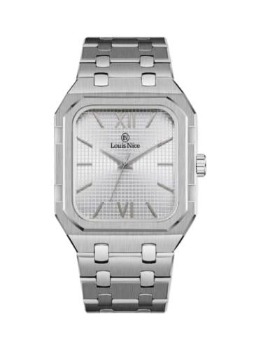 ساعة رجالية من الستيل باللون الفضي