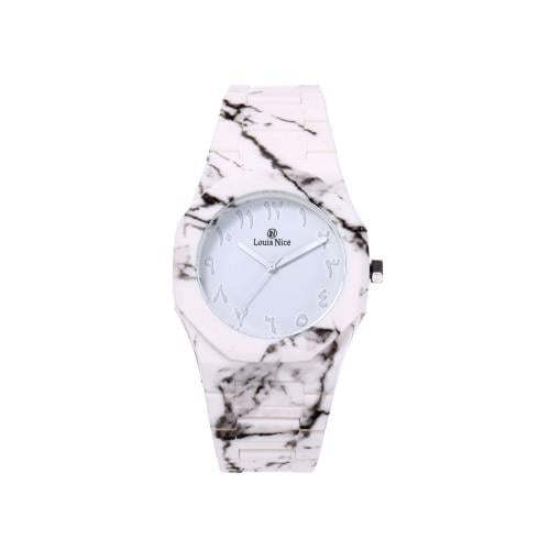 ساعة رجالية كربون باللون الابيض