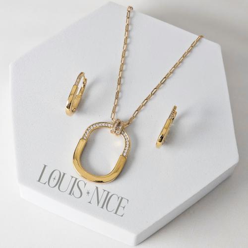 سلسال زركون ذهبي مع الحلق