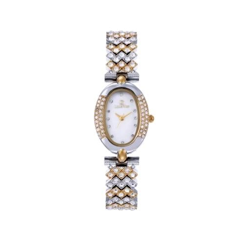 ساعة نسائية سهرة باللون الفضي والذهبي