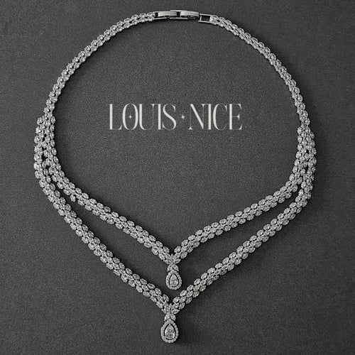 طقم زركون فضي