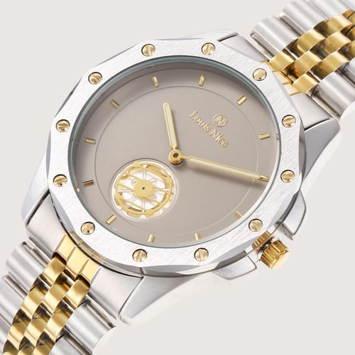 ساعة رجالية ستيل باللون الفضي والذهبي