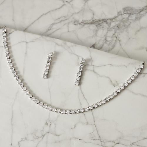 شوكر زركون فضي مع الحلق