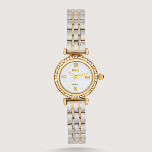 ساعة نسائية ناعمه باللون الفضي والذهبي