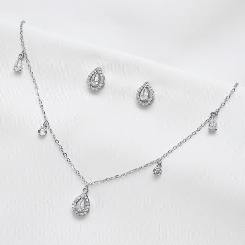 شوكر زركون فضي مع الحلق