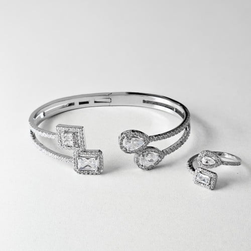 اسوارة مع خاتم زركون فضي