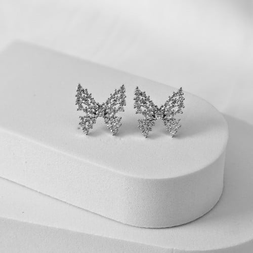 حلق زركون فضي