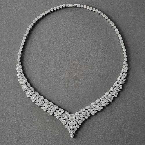 طقم زركون فضي بدقة الألماس