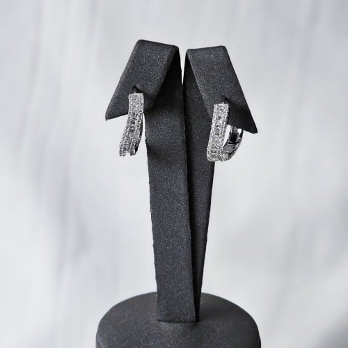 حلق زركون فضي