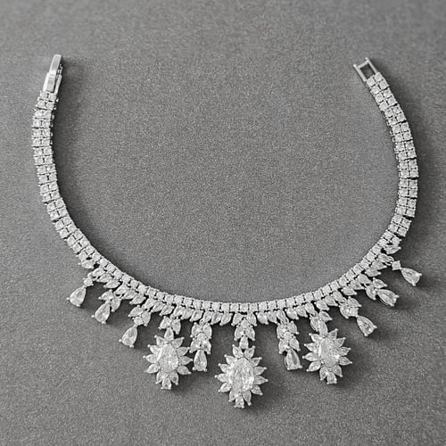 طقم زركون فضي