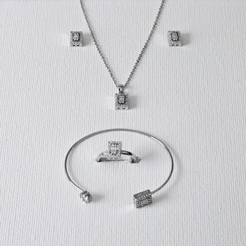 طقم زركون اطفال فضي