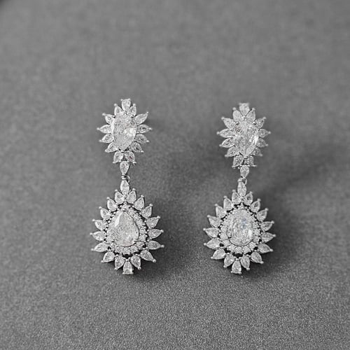 طقم زركون فضي