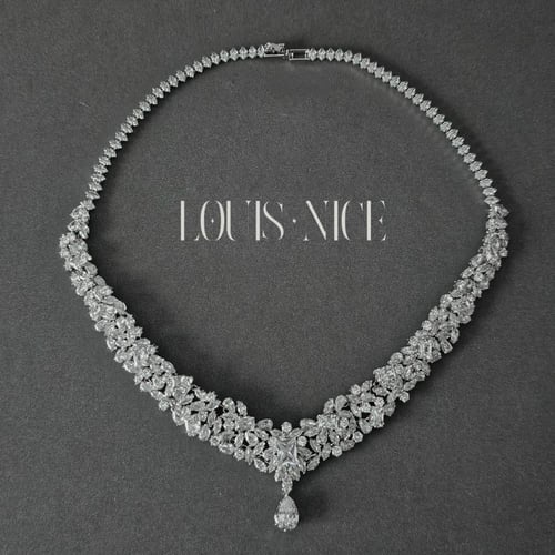 طقم زركون فضي