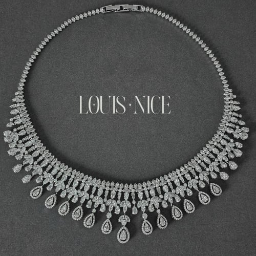 طقم زركون فضي