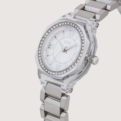 ساعة نسائية ناعمة بإطار شفاف - الوان متعددة