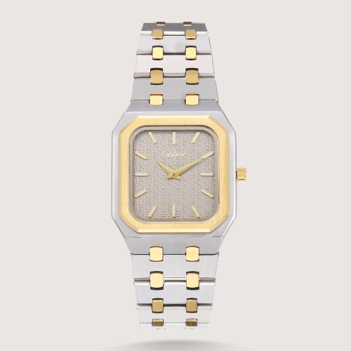 ساعة رجالية ستيل باللون الفضي والذهبي