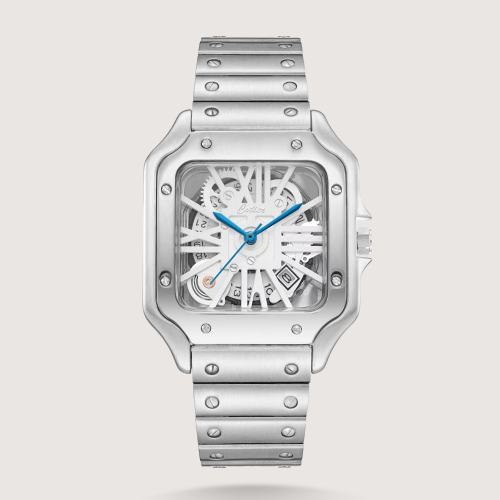 ساعة رجالية ستيل بمينا هندسي