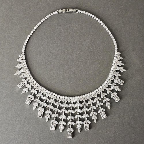 طقم زركون فضي