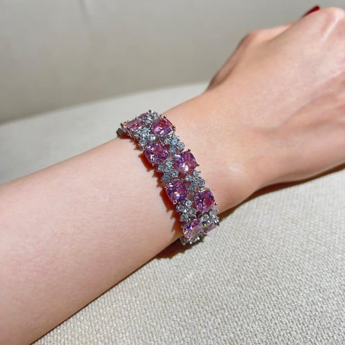 اسوارة زركون باللون الفضي والوردي