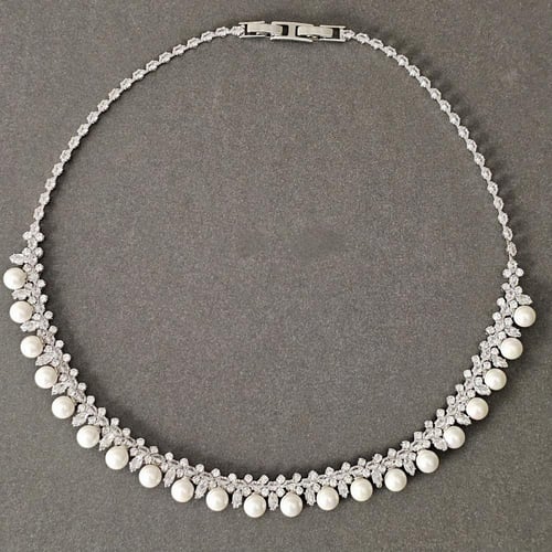 طقم زركون فضي