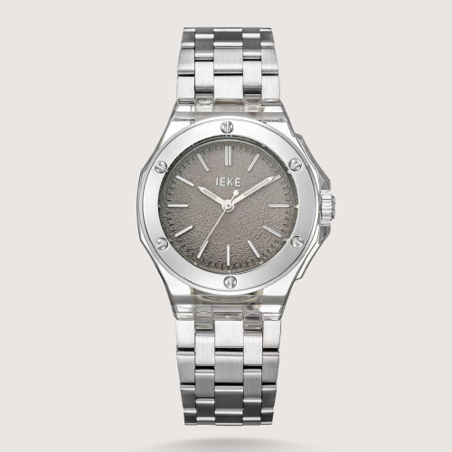 ساعة نسائية ستيل بإطار شفاف