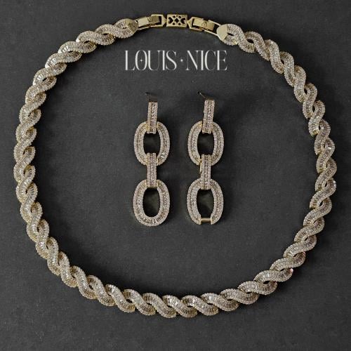 طقم سلسال زركون فاخر مع الحلق