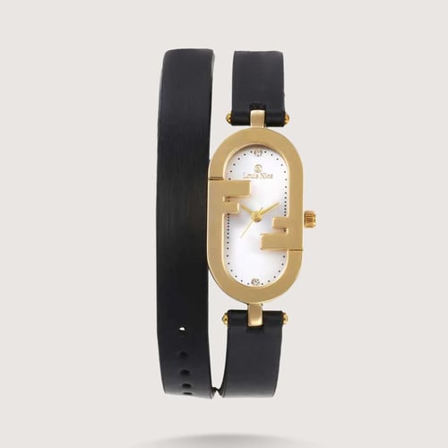 ساعة نسائية راقية بجلد ملتف