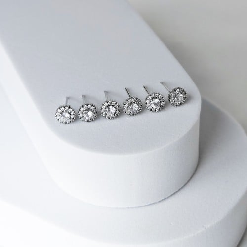 3 ازواج من الحلق زركون فضي