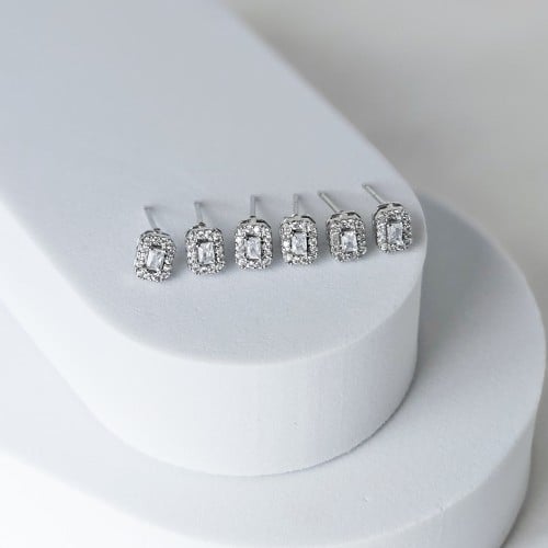 3 ازواج من الحلق زركون فضي