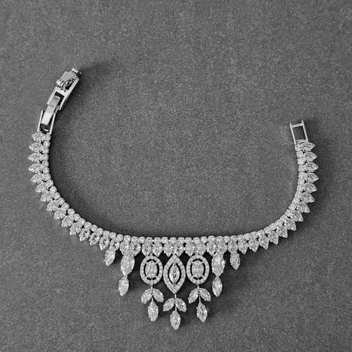 طقم زركون فضي