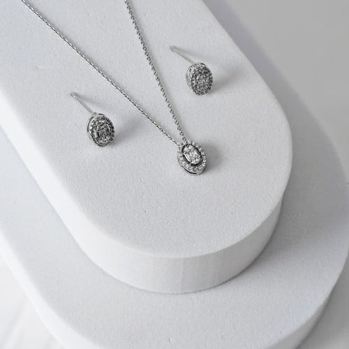 سلسال زركون فضي مع الحلق