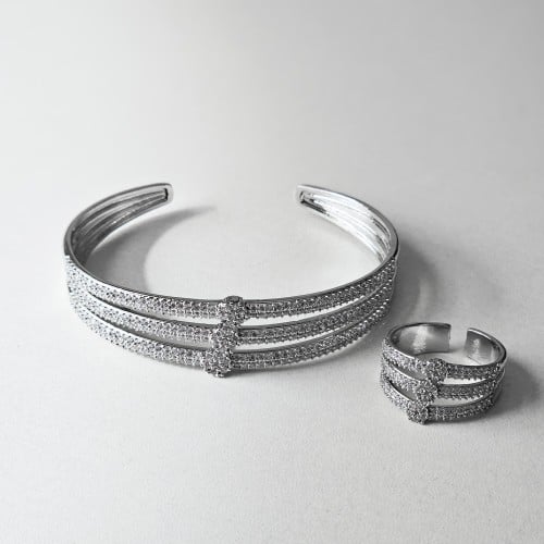 اسوارة مع خاتم زركون فضي